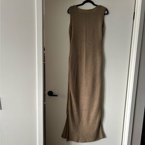 Elegant Tan Sleeveless Maxi Dress in size small tall